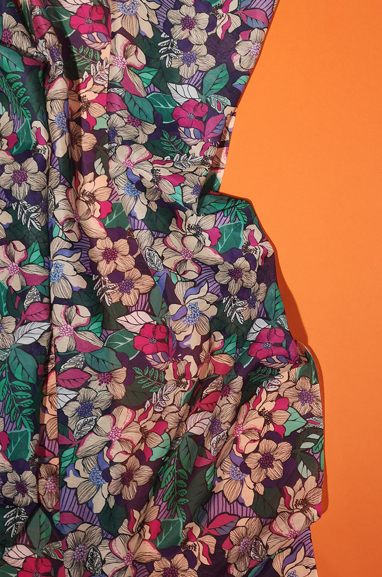 Eda 22 Tissu Soie Et Coton ImprimÉ Fleurs ImprimÉ Tropical Pic10