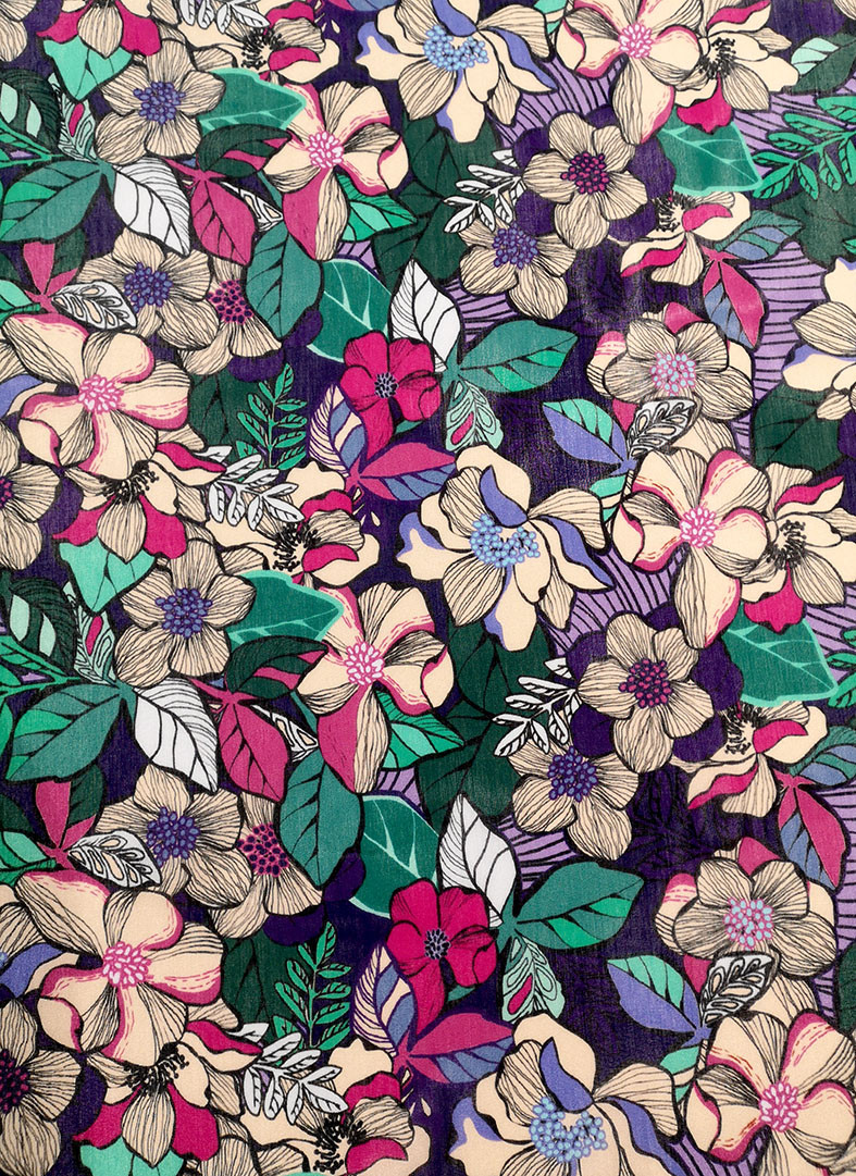Eda 22 Tissu Soie Et Coton ImprimÉ Fleurs ImprimÉ Tropical Pic13