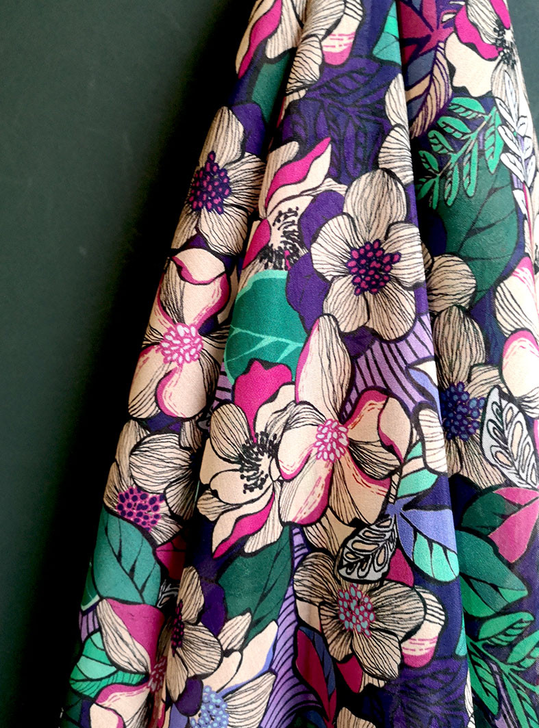 Eda 22 Tissu Soie Et Coton ImprimÉ Fleurs ImprimÉ Tropical Pic8