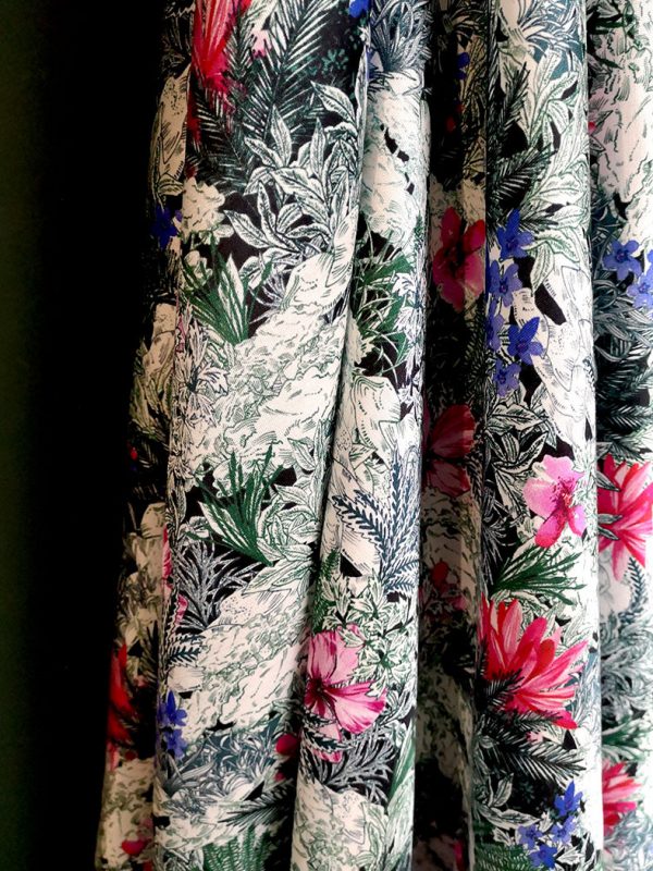 MaÏva 22 Tissu Soie Coton Tissu ImprimÉ Motif Tropical Pic2