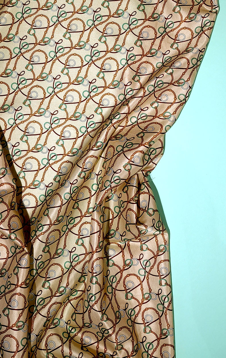 Preppy 22 Tissu Soie Coton Tissu ImprimÉ Motif Chaines Pic10