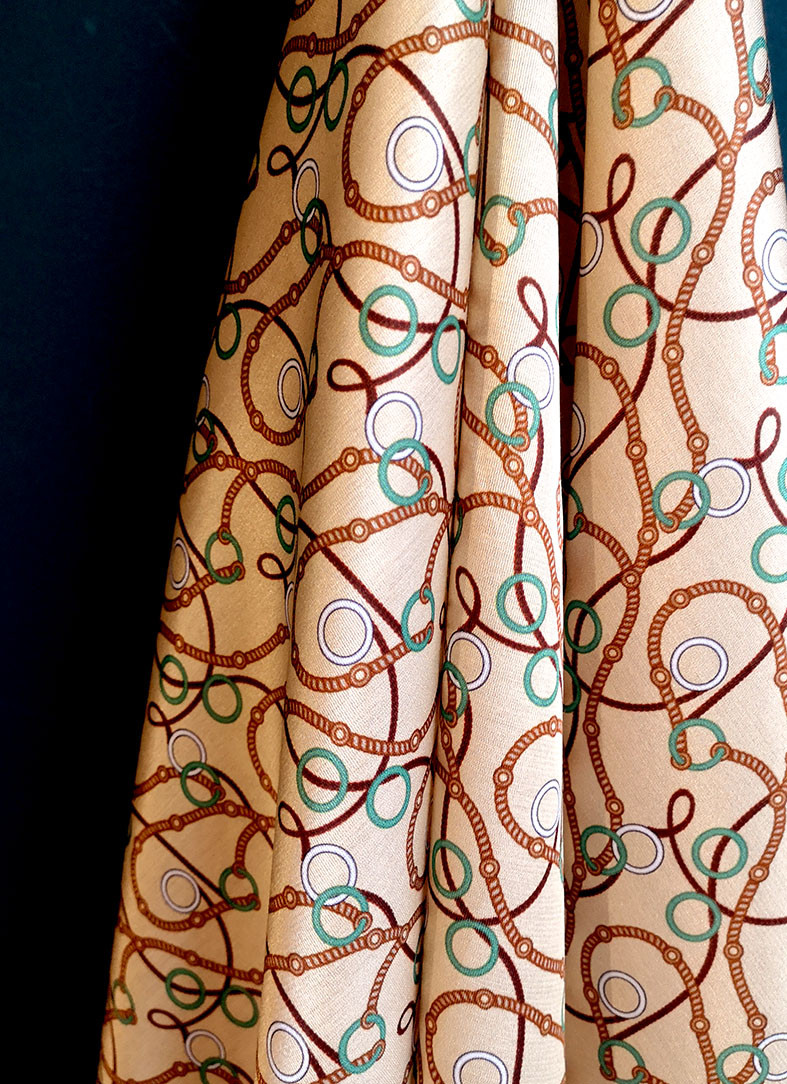 Preppy 22 Tissu Soie Coton Tissu ImprimÉ Motif Chaines Pic12