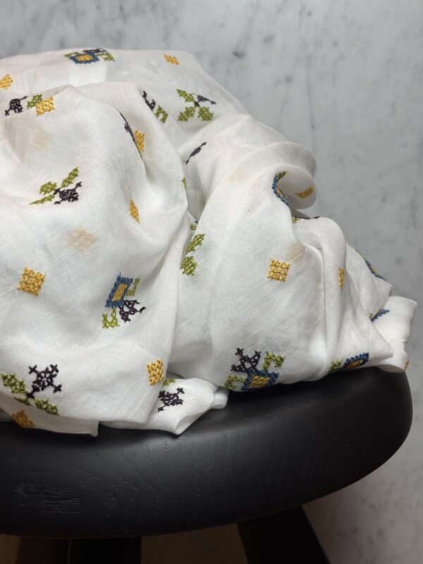 Tissu voile de coton brodé motif aztèque - Ikal