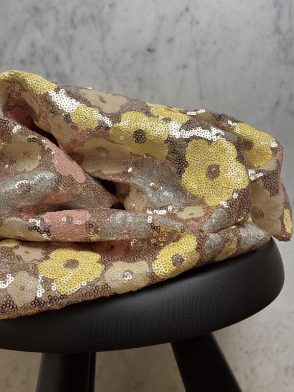 Tissu sequins multicolore saumon - Lisa