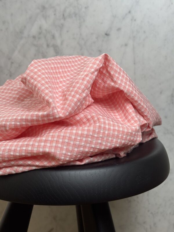 Tissu coton petits carreaux vichy rose - Vika
