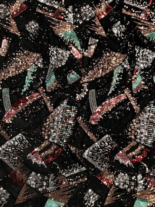 Tissu sequins sur base velours noir - Veria
